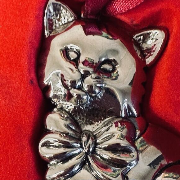Gorham Christmas Ornaments CATS Set of 3 Nickel plated/ Silver color Original BX - Picture 10 of 16